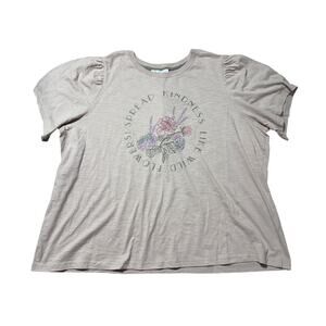 NWT Jane + Delancey Womens 3X Pastel Pink Embroidered Wildflower T-Shirt